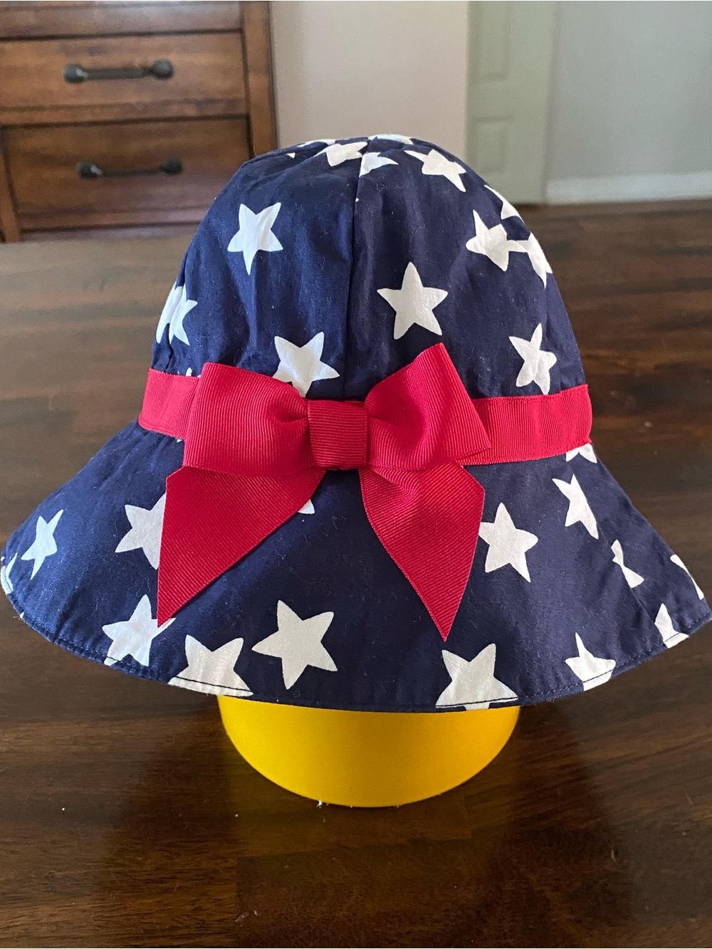 Gymboree Navy Star Print Sun Hat with Red Bow